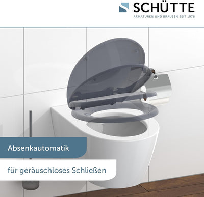 SCHÜTTE WC-Sitz ANTHRAZIT mit Absenkautomatik, Toilettendeckel mit Schnellverschluss für die einfach