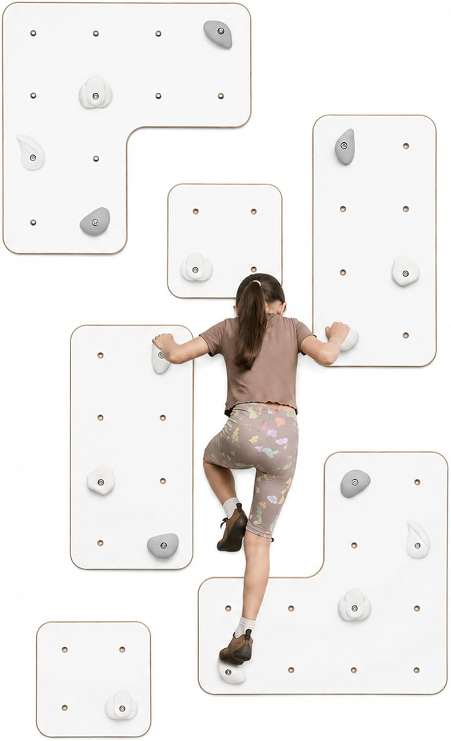 MAMOI® Indoor-Kletterwand mit Griffen, Moderne Kletterwand für das Zimmer, weisse Holzwerkstoffplatt