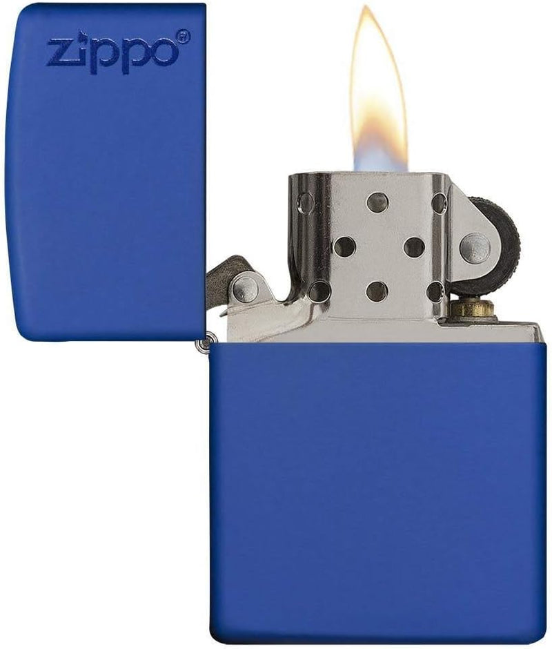 Zippo Feuerzeug 60001621 Brushed Chrome Emblem Attached Benzinfeuerzeug, Messing, royal Blue Matte,