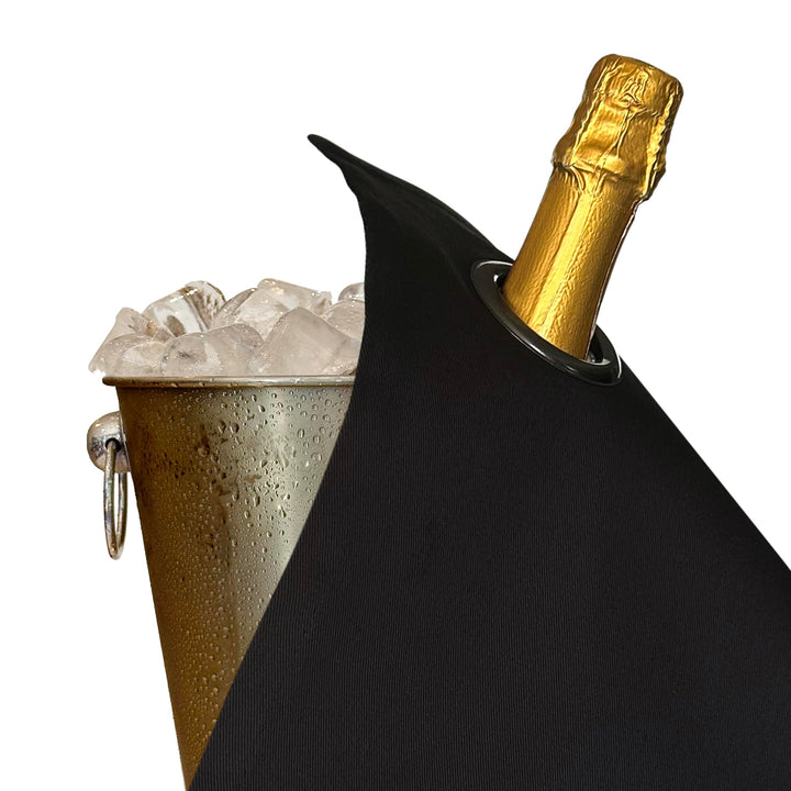 Classic Collection, Flaschentuch mit Metallring für Eiskübel, Baumwolle, 42 cm, Eckloch (Schwarz mit