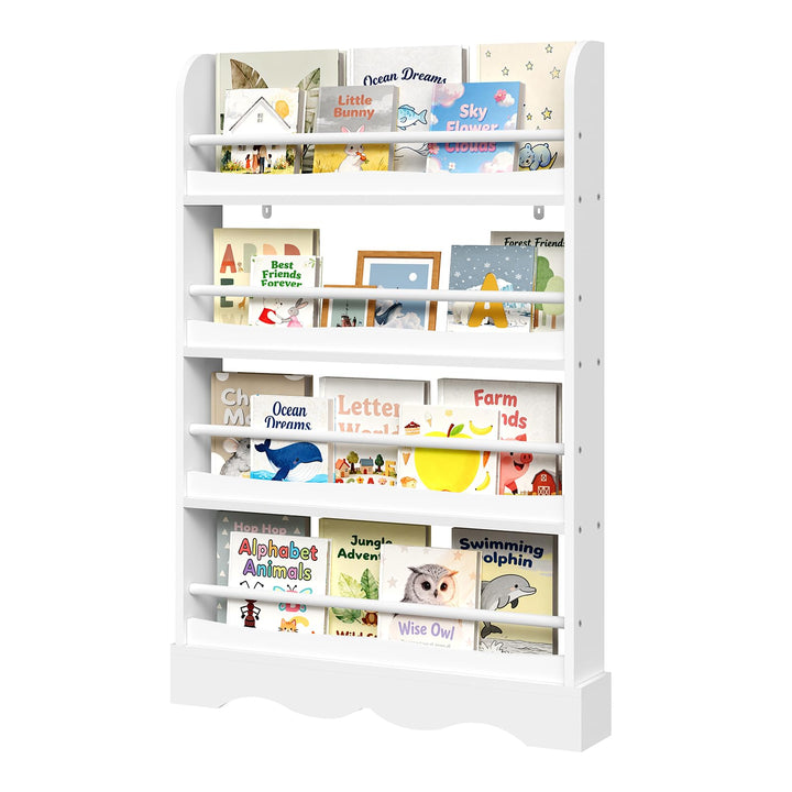 WOLTU Bücherregal Kinder, Kinderregal mit 4 Ebenen, Aufbewahrungsregal für Bücher, Regal für Kinderz