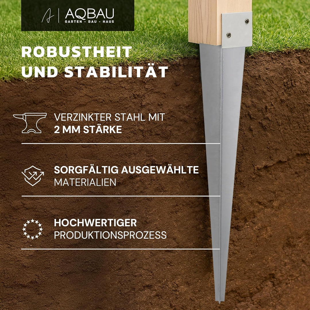 Aqbau® Einschlag-Bodenhülse L 40 x 500 Pfostenträger Einschlaghülse Einschlagbodenhülse feuerverzink