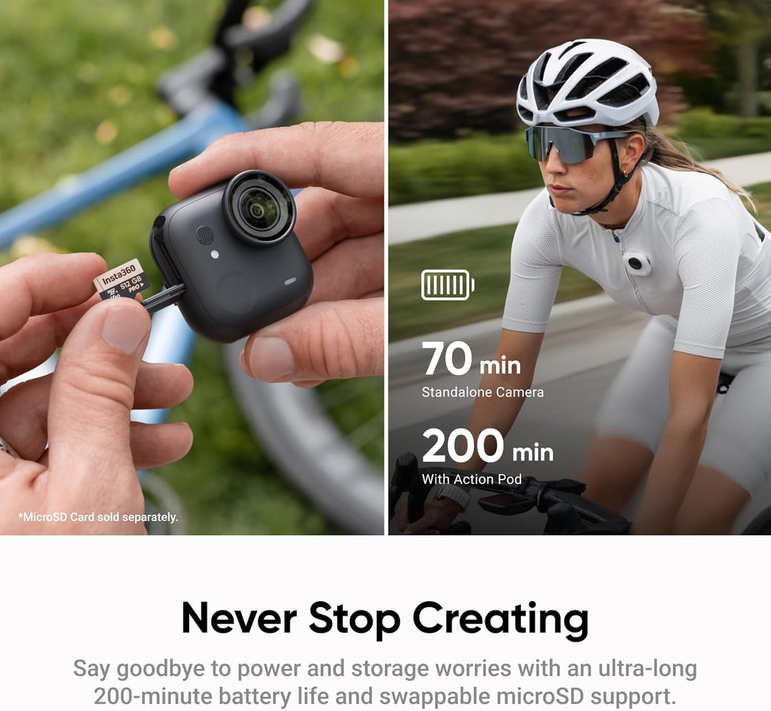 Insta360 GO Ultra Vlogger-Bundle Polarweiss- freihändige 4K Mini-Cam, leicht & mobil, top bei wenig
