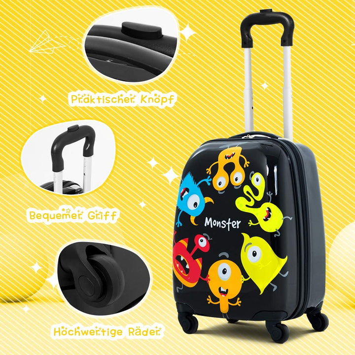 GOPLUS Kinderkoffer mit Rucksack, Kids Trolley, Kindergepäck mit Rollen, Reisekoffer mit Teleskopgri