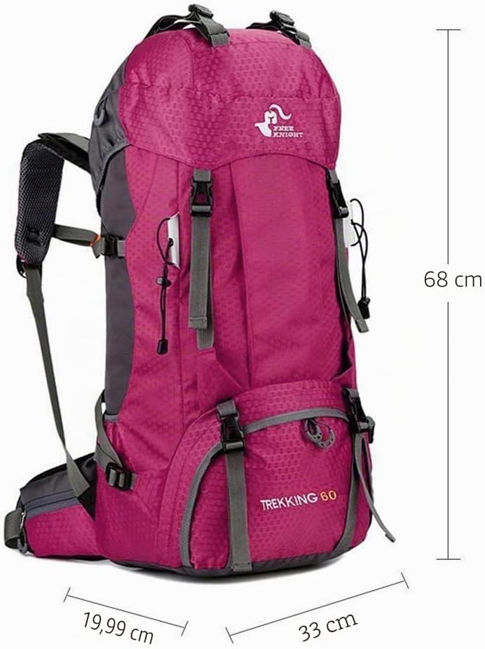 Bseash 60L Wasserdichter leichter Wanderrucksack mit Regenschutz, Outdoor Sport Tagesrucksack Multif