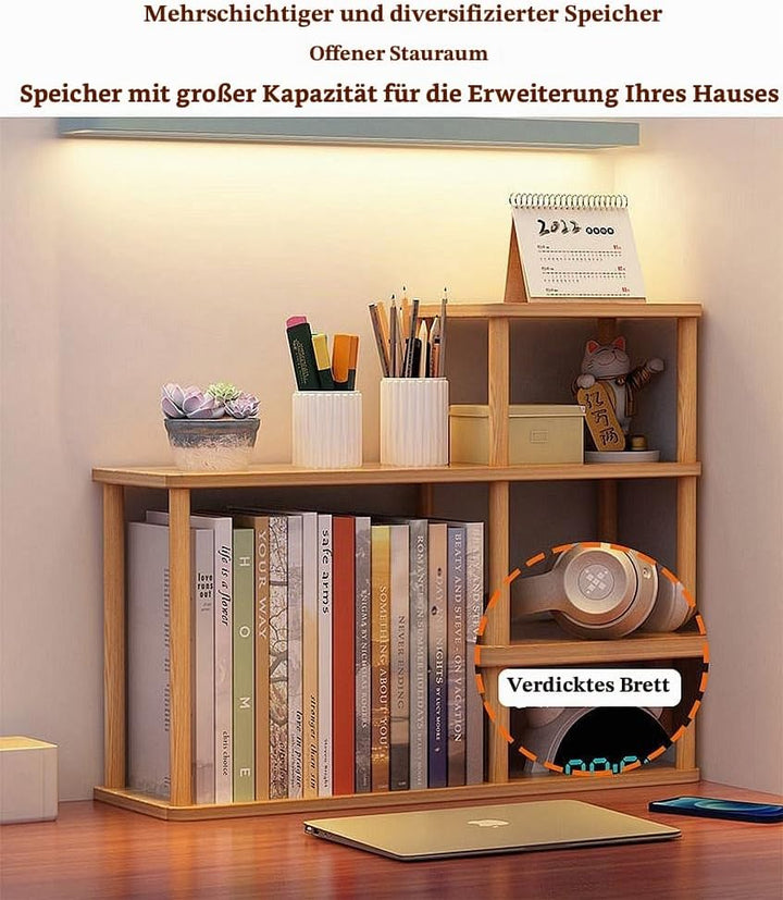 Desktop-mehrschichtiges Bücherregal-Speicherregal, grosse Kapazität Massivholz-Speicherwand auf dem