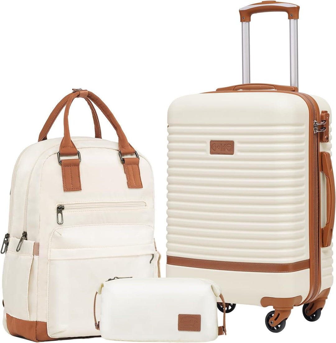 COOLIFE Koffer Trolley Koffer Reisekoffer von ABS Hartschalen Trolley 4 Rollen TSA-Schloss Der Koffe