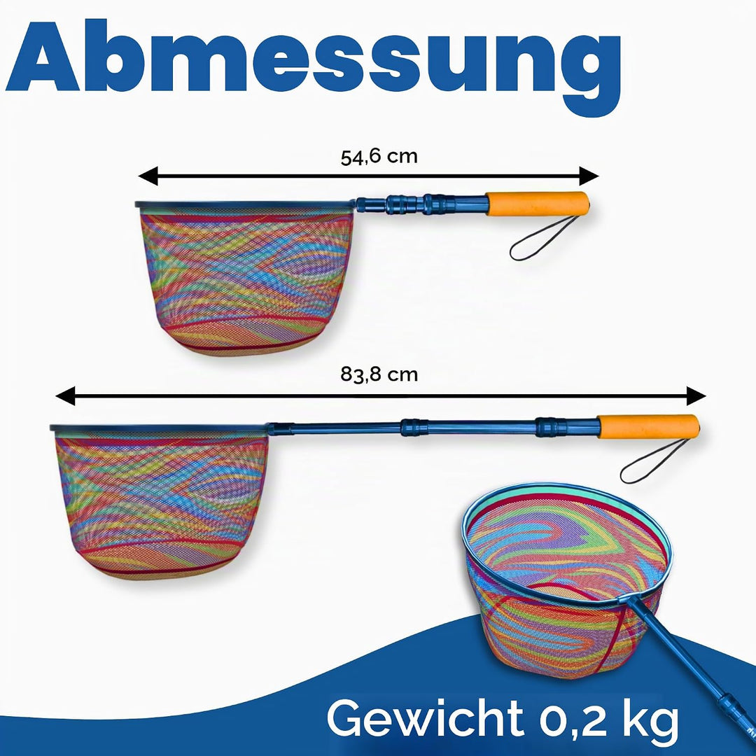 DaddyGoFish Kinder Fischernetz - Ultraleichte Teleskop-Ködertasche zum Fangen von Fischschmetterling