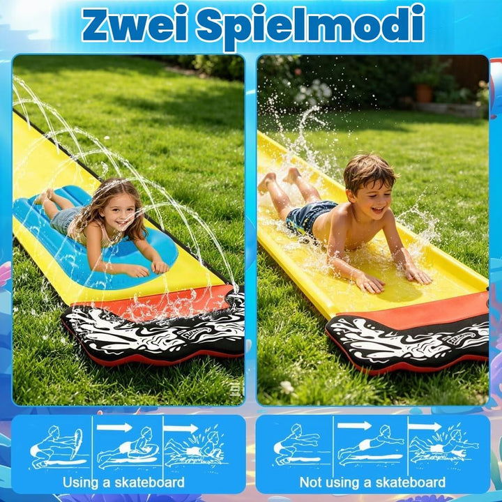 15.75ft/480cm Wasserrutsche Garten für Kinder, mit 2 Bodyboards, Wasserrutsche mit Sprinkler Sommer