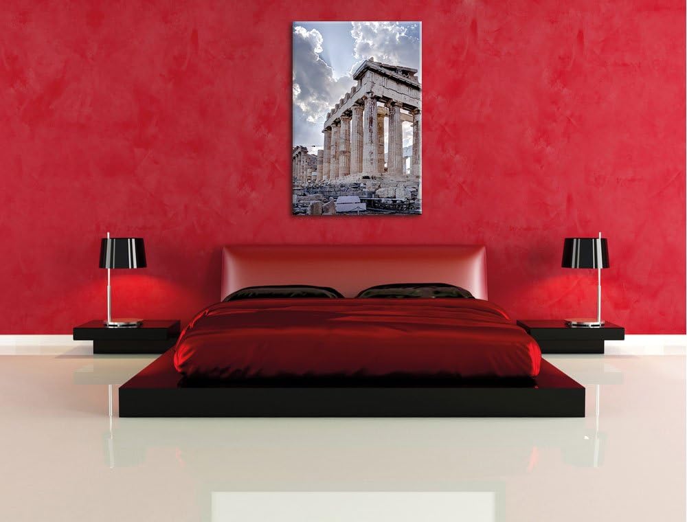 Pixxprint Antike Säulen Griechenland als Leinwandbild/Grösse: 100x70 / Wandbild/Kunstdruck/fertig be