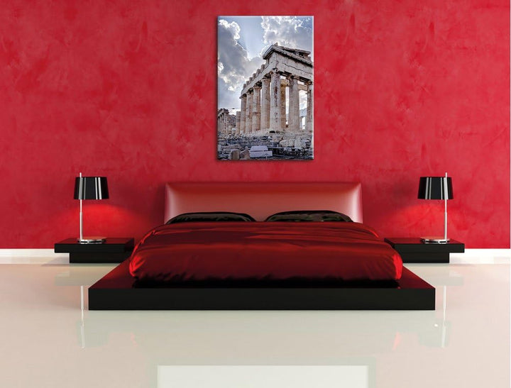 Pixxprint Antike Säulen Griechenland als Leinwandbild/Grösse: 100x70 / Wandbild/Kunstdruck/fertig be