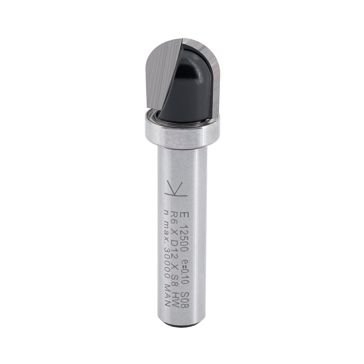 ENT 12500 Hohlkehlfräser HW, Schaft (S) 8 mm, Radius (R) 6 mm, D 12 mm, NL 12 mm, SL 32 mm, mit Kuge