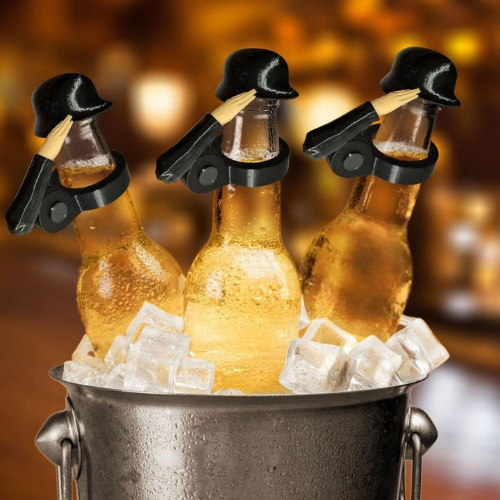 Bierhelm für Flaschen 6 Stück Bierflaschenverschluss Flaschenverschluss Bierflaschen, Soldat Salute