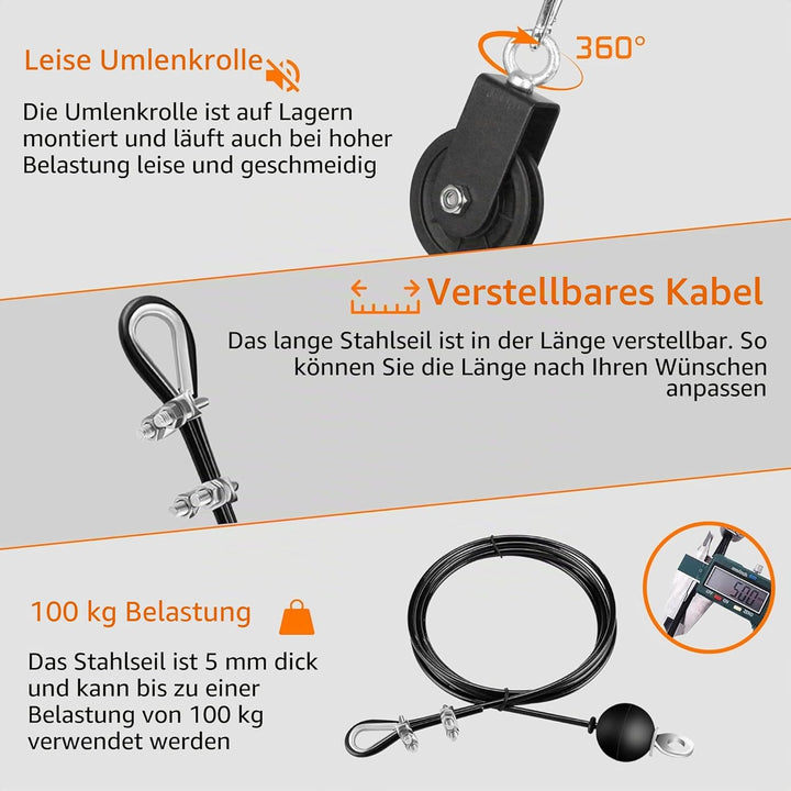 Ruffman Fitness Latzug - Gym Kabelzug Unterarmtrainer Arm-Krafttraining Trizeps Seil Gewicht Fitness