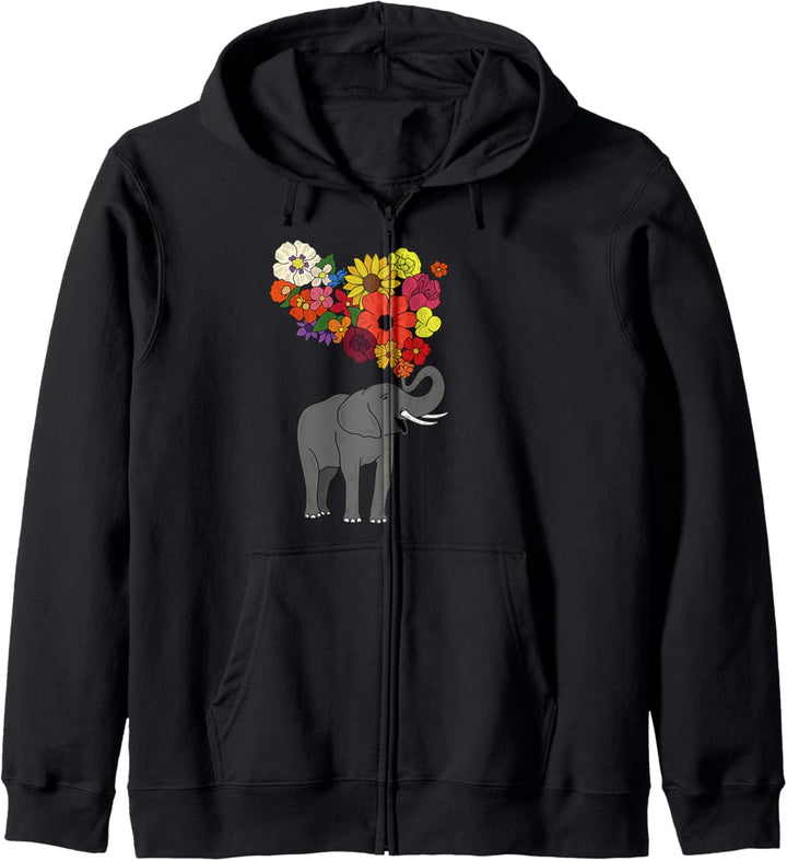 Elefant Blumen Vintage Design Kapuzenjacke