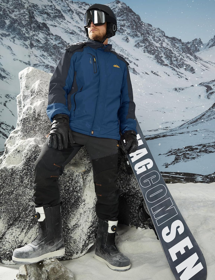 MAGCOMSEN Winterjacke Herren Warm Gefüttert Skijacke Wasserdicht Regenjacke Snowboardjacke Outdoor F