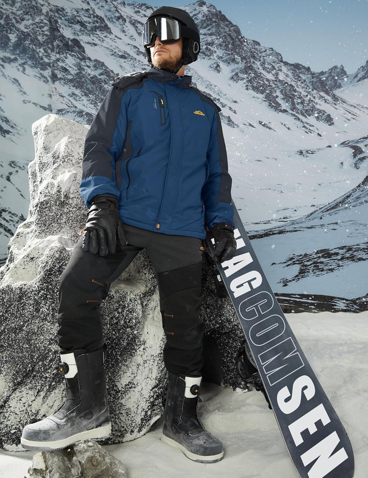 MAGCOMSEN Winterjacke Herren Warm Gefüttert Skijacke Wasserdicht Regenjacke Snowboardjacke Outdoor F