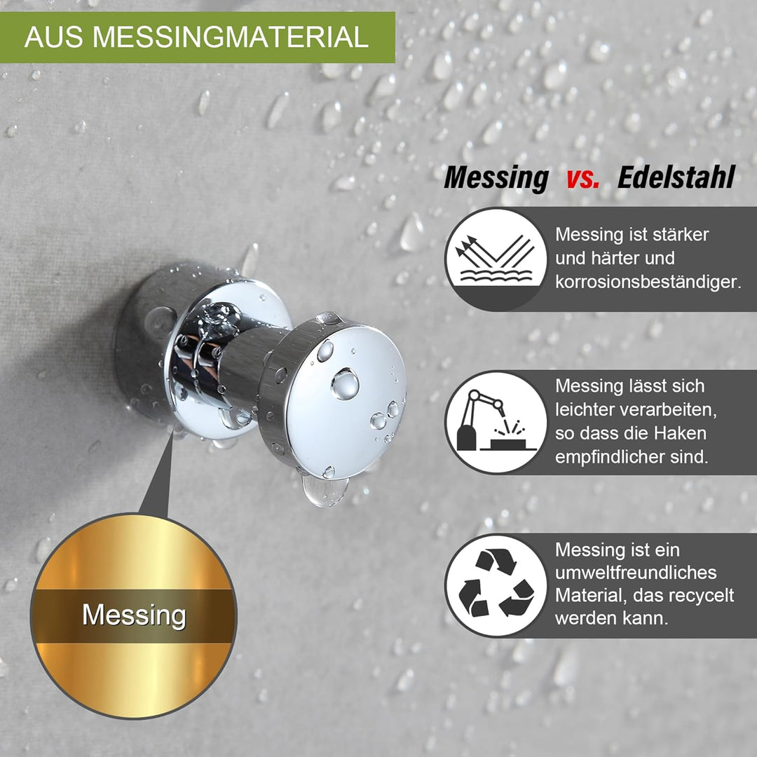 BVL Chrom Handtuchhaken, 5 Stück Rostfreies Metall Wandhaken, Self Adhesive or Wall Mountable Kleide