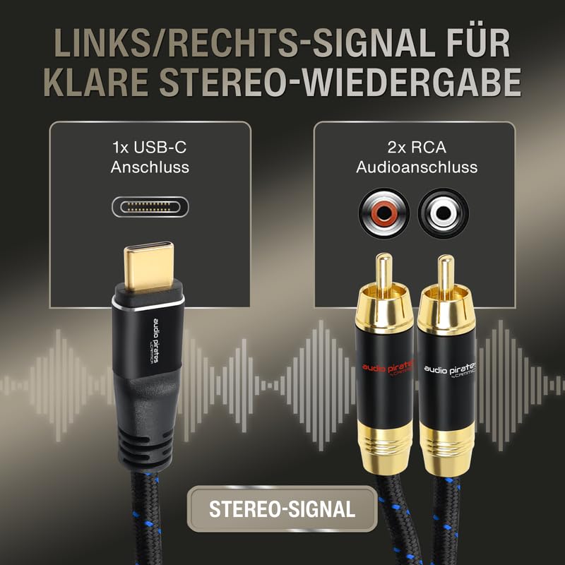 audio pirates by cammica USB-C auf 2x RCA Clinch Stecker, RCA-Kabel, Audio-Kabel | High-End Audiokab