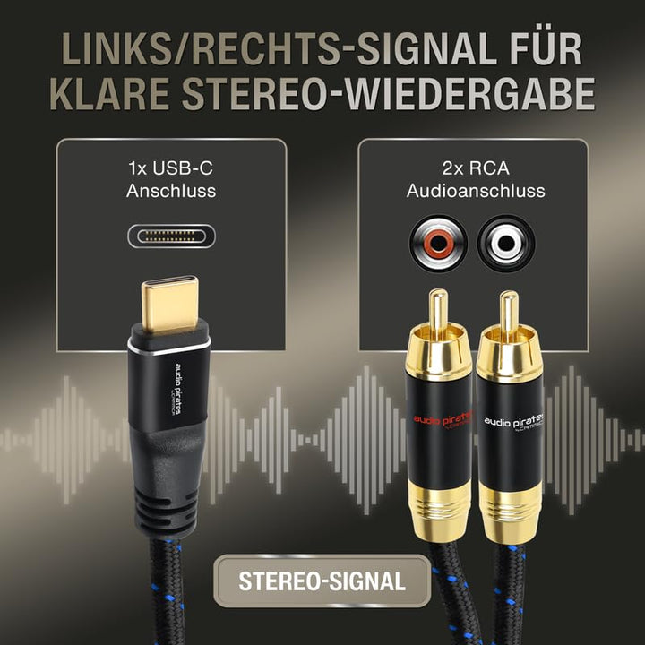 audio pirates by cammica USB-C auf 2x RCA Clinch Stecker, RCA-Kabel, Audio-Kabel | High-End Audiokab