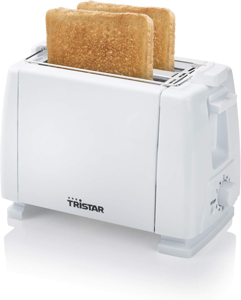 Tristar BR-1009 Toaster, 650 Watt, für 2 Toast-Scheiben 2 kurze Schlitze, 6 Bräunungsstufen und Aufw