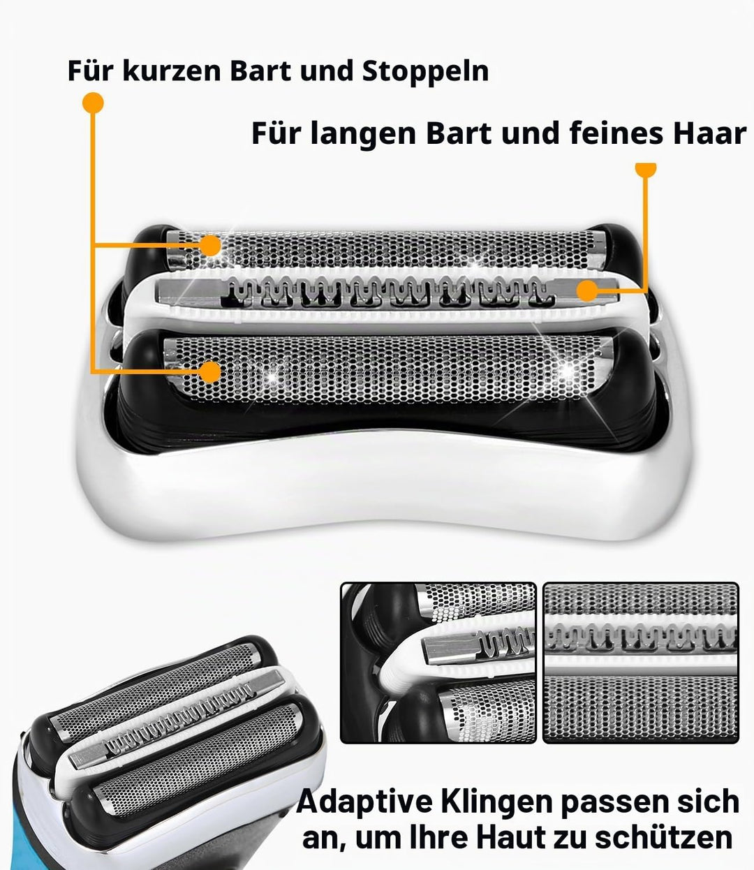 3 Stück Ersatz-Rasierkopf für Braun Series 3, 32S/32B kompatibel mit Braun S3 3040S, 3000S, 310S, 30