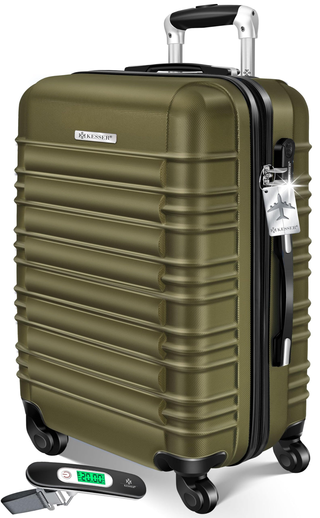 KESSER® Reisekoffer 84L Mittlerer Hartschalen Koffer Inkl. Kofferwaage + Gepäckanhänger | Trolley Ge