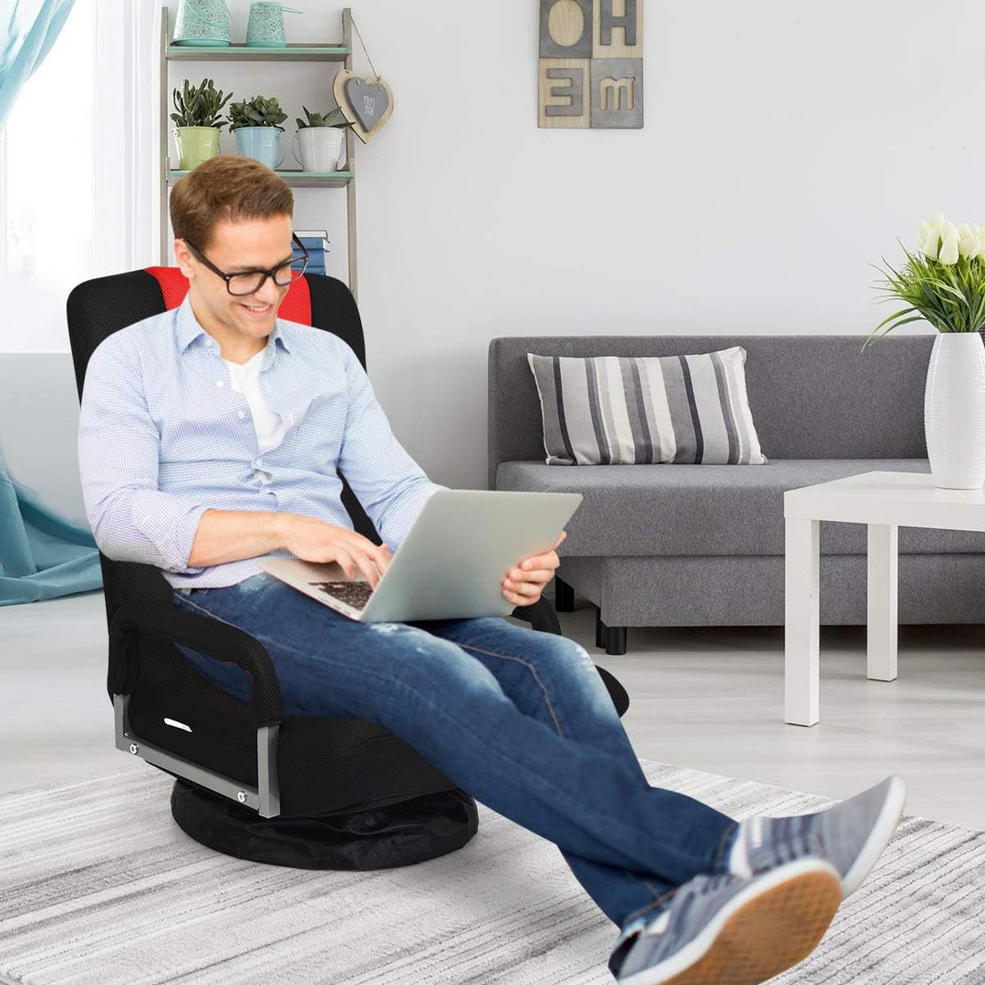 RELAX4LIFE Bodenstuhl Klappbar, Bodensessel mit 7-Fach Verstellbarer Rückenlehne &amp; 360° drehbarem So