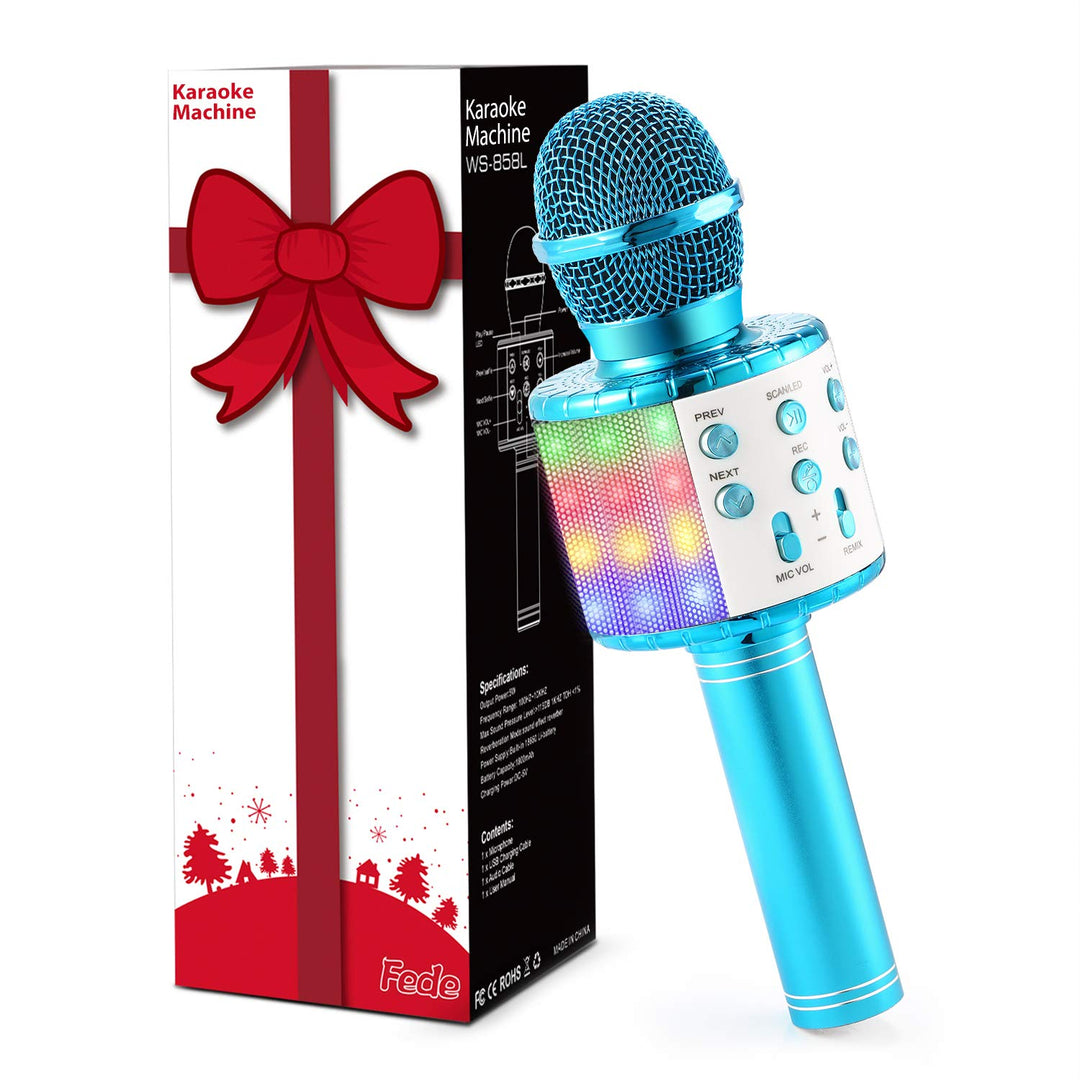 Fede Karaoke Mikrofon, Drahtloses Bluetooth Mikrofon für Kinder, Lustige Geschenke Spielzeug für Tee