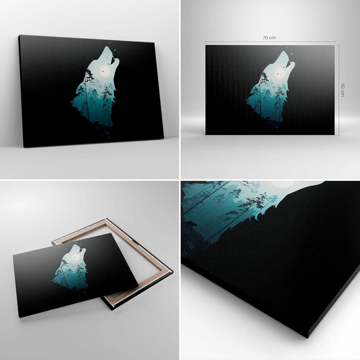 Bilder auf Leinwand Berge Höhle Park Leinwandbild mit Rahmen 70x50cm Wandbilder Dekoration Wohnzimme