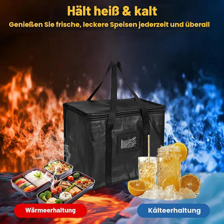 70L Gross Isolierte Kühltasche mit Reissverschluss, Faltbar Lebensmittel Thermotasche, Wiederverwend