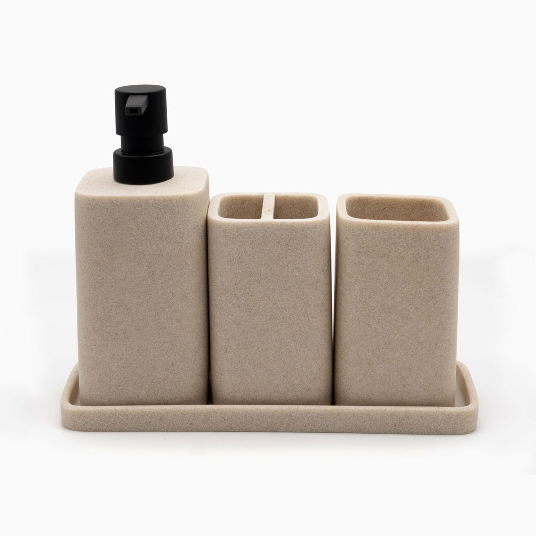 ZCCZ Badezimmer Set 4 Teile – Badezimmer Organizer mit Zahnbürstenhalter, Zahnputzbecher, Seifenspen