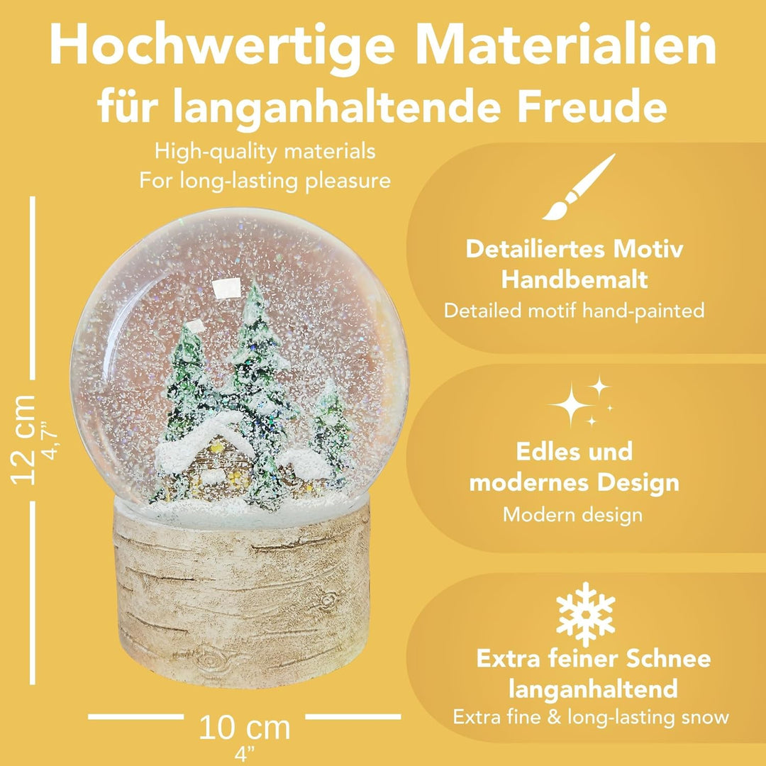 Schneekugel Weihnachten | Hüttenzauber | Landhaus | B: 10cm | 20327 Holz Hütte, Holz Hütte