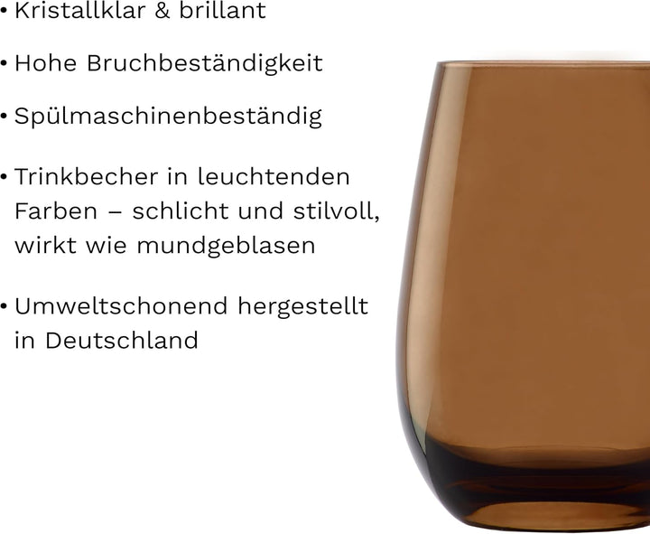 Stölzle Lausitz Gläser ELEMENTS 465 ml Braun I Trinkgläser 6er Set I Gläser-Set spülmaschinenfest I