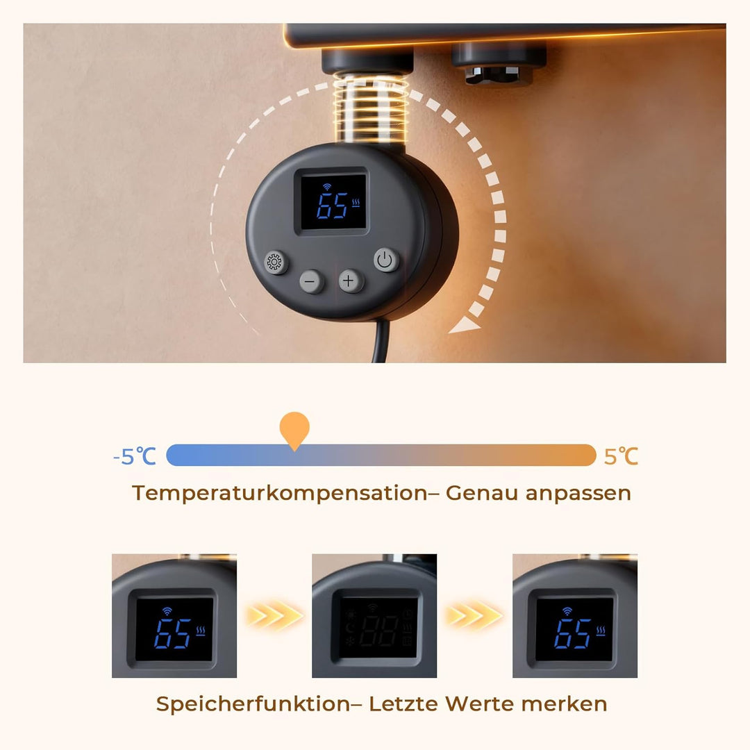 S'AFIELINA Badheizkörper Elektrisch mit Thermostat Anthrazit 1041x600mm 600 Watt Handtuchheizkörper