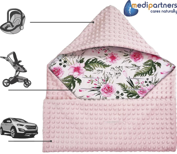 Medi Partners Einschlagdecke Baby Babyschale 100% Baumwolle für Sommer 85x85cm Kinderwagen Kuschelde