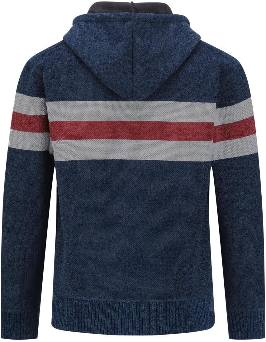 YOUTHUP Herren Strickjacke mit Kapuze Fleece Gefüttert Winter Cardigan Strick Fleecejacke Reissversc