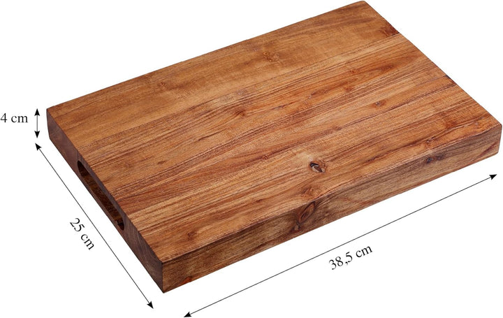KESPER | Schneide- und Tranchierbrett, Material: Akazienholz, Masse: 38,5 x 25 x 4 cm, Farbe: Braun,
