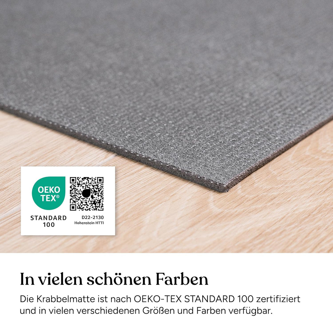 Ehrenkind® Made in Germany Anti-Rutsch Krabbelmatte Oeko-Tex Matten Grösse 120x120cm GRAU 120x120 cm