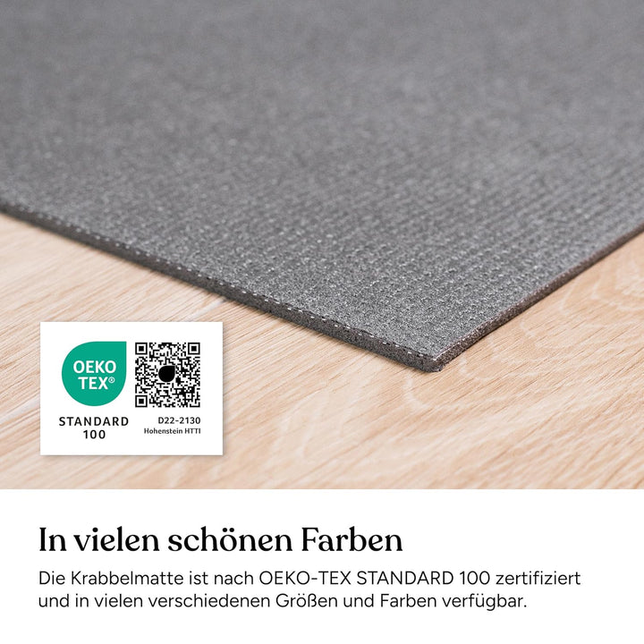 Ehrenkind® Made in Germany Anti-Rutsch Krabbelmatte Oeko-Tex Matten Grösse 120x120cm GRAU 120x120 cm