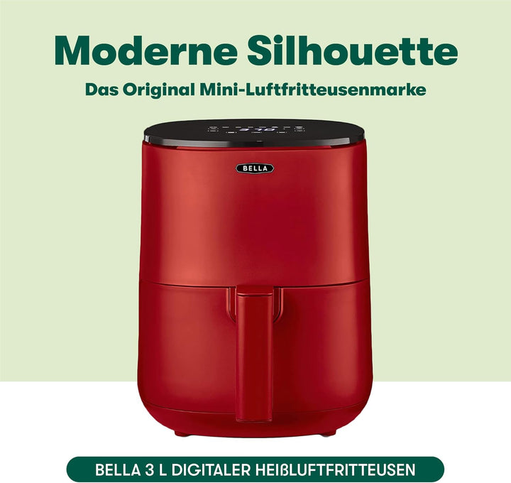 bella 3 L Touchscreen-Heissluftfritteuse, ölfreies Frittieren, spülmaschinenfeste Antihaft-Pfanne un