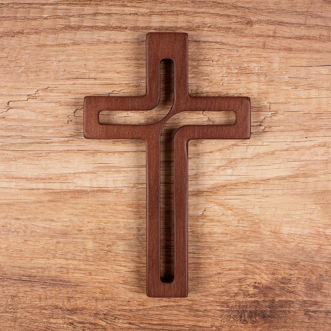 Drewniane Krzyże Hängendes Kreuz aus Buchenholz Modern Wandkreuz Kruzifix Glatte Oberfläche Hängend