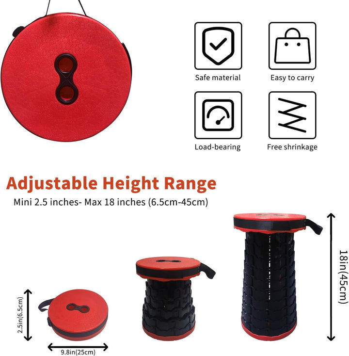 Teleskopischer Tragbarer Klapphocker Faltbarer, Rot Outdoor Campinghocker Hocker Belastung 397 Lbs f