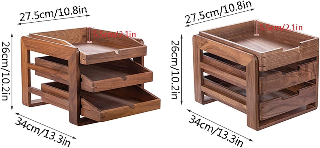 Vorratsbehälter Schwarzes Walnuss-Tisch-Tabletop-Regal Home Office-Desktop A4-Datei Aufbewahrungsbox