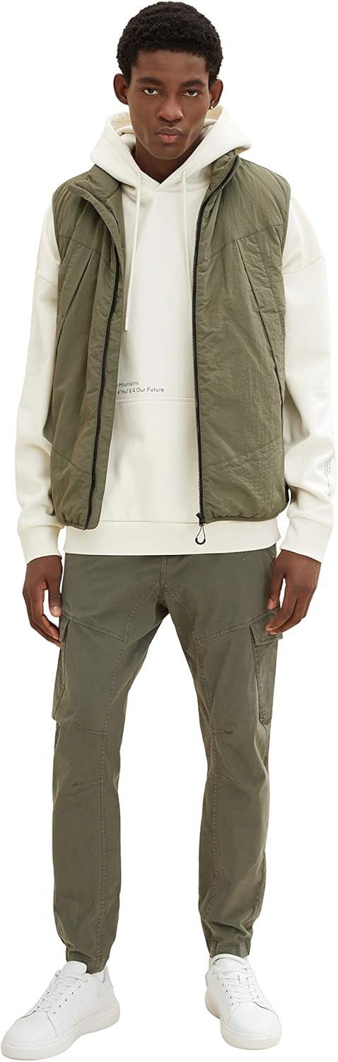TOM TAILOR Denim Herren Oversized Hoodie Sweatshirt mit Rückenprint M 10338 - Soft Light Beige, M 10
