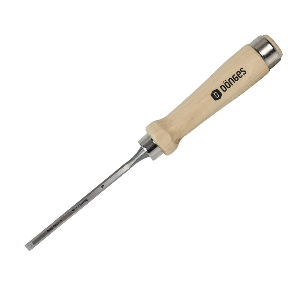 Dönges Stechbeitel 6 mm, mit Holzheft aus Weissbuche, mit Seitenfase | Made in Germany | Stecheisen