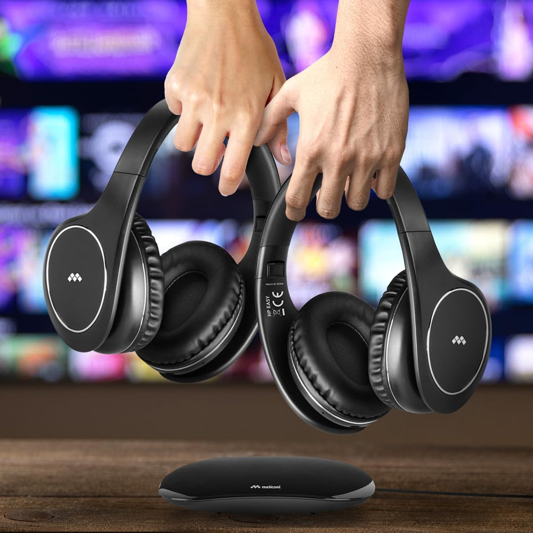 Meliconi HP Easy Digital Bundle, 2 drahtlose Stereo-TV-Headsets, 100% digital, mit analogem/digitale