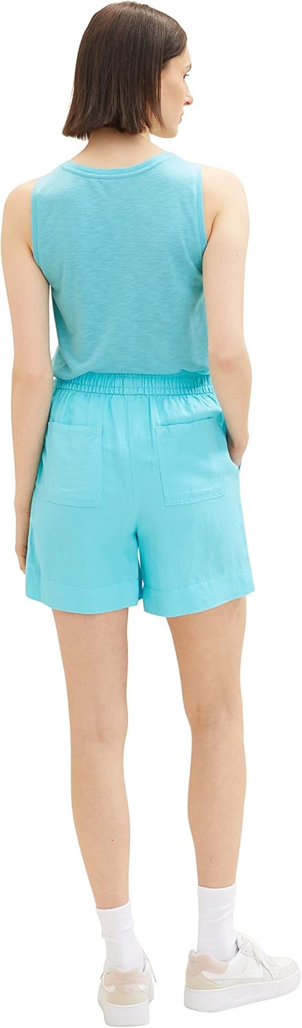 TOM TAILOR Damen Basic Linen Shorts 44 26007 - Teal Radiance, 44 26007 - Teal Radiance