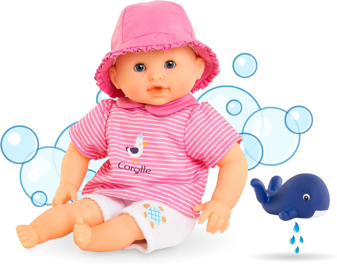 Corolle Mon Premier Poupon Badebaby Oceane, Weichkörper-Badepuppe mit Badetier, Schlafaugen, abnehmb