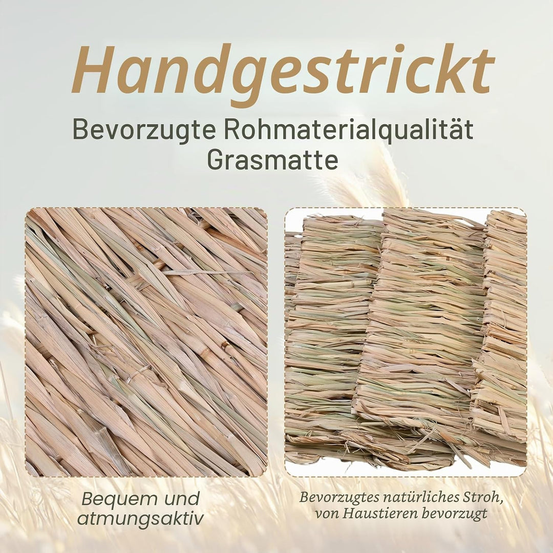 Kaninchen Matte Strohmatten, 8 Stück Kaninchen Bett Spielzeug Kühlmatte Natürlich Handgewebte Strohm